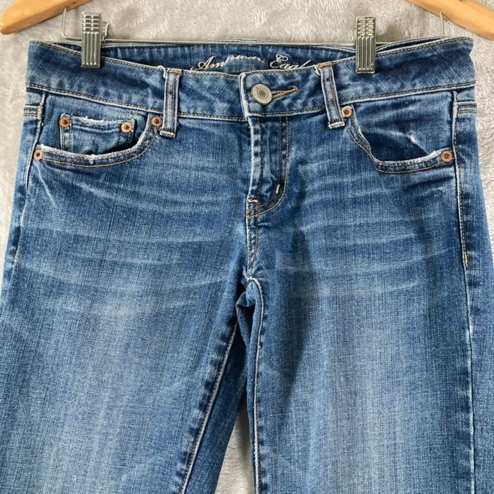 American Eagle Favorite Boyfriend Jeans Womens 4 Regular Med Wash Stretch Blue